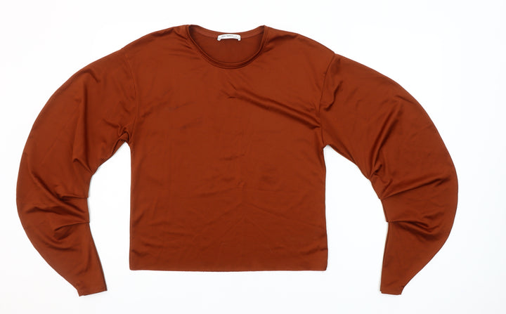 Zara Trafaluc Women’s Brown Long Sleeve Jersey Top Size S