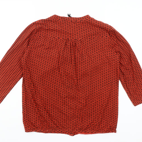 Debenhams Women Red Geometric Button-Up Cotton Blouse Size 14