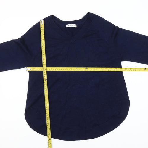 Gallery Womens Blue V-Neck Cotton Pullover Jumper Size M
