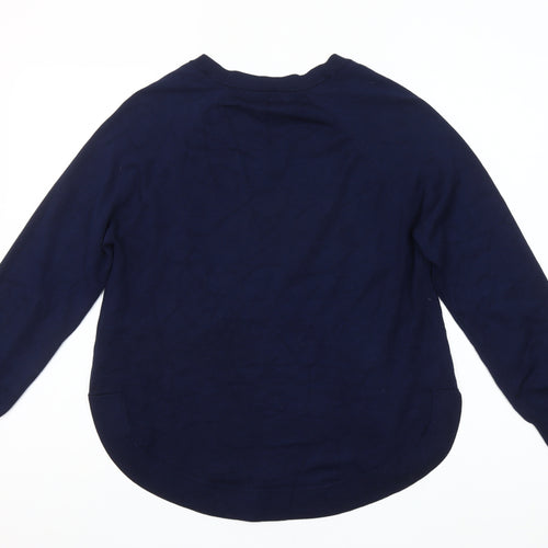 Gallery Womens Blue V-Neck Cotton Pullover Jumper Size M