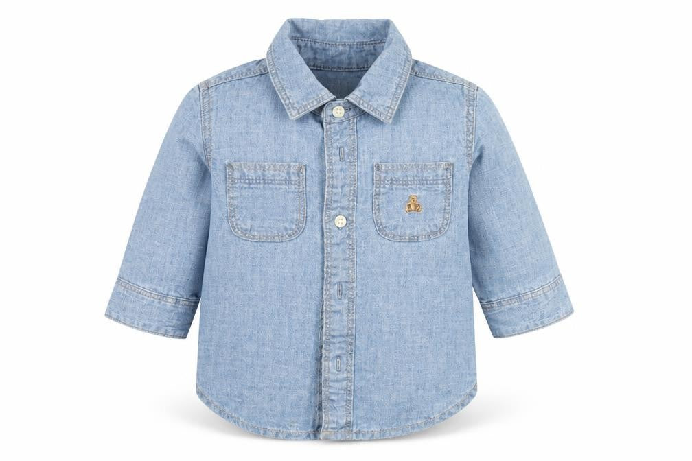 GAP Baby Unisex Blue Denim Button-Up Shirt 6-12 Months