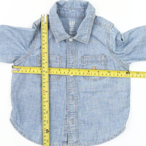 GAP Baby Unisex Blue Denim Button-Up Shirt 6-12 Months