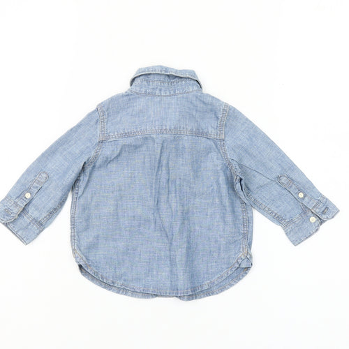 GAP Baby Unisex Blue Denim Button-Up Shirt 6-12 Months