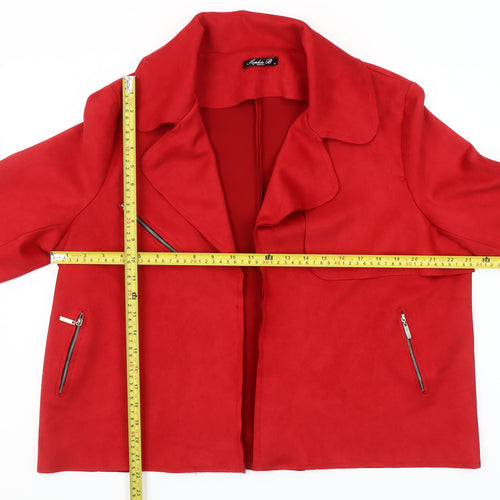 Sophia B Women Red Biker Style Jacket Size 18 Zipped Collared Softshell
