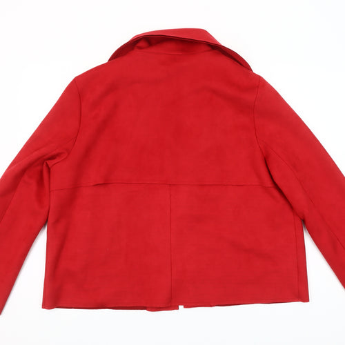 Sophia B Women Red Biker Style Jacket Size 18 Zipped Collared Softshell