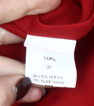 Sophia B Women Red Biker Style Jacket Size 18 Zipped Collared Softshell