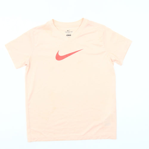Nike Girls Pink Dri-Fit V-Neck Sports T-Shirt Size 146