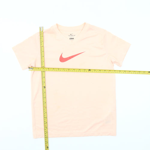 Nike Girls Pink Dri-Fit V-Neck Sports T-Shirt Size 146