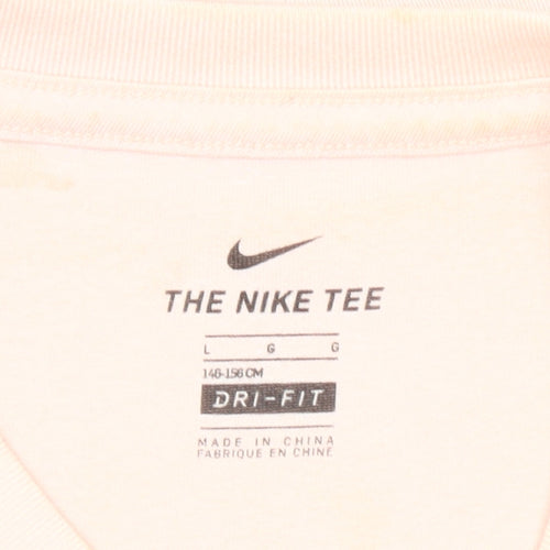 Nike Girls Pink Dri-Fit V-Neck Sports T-Shirt Size 146