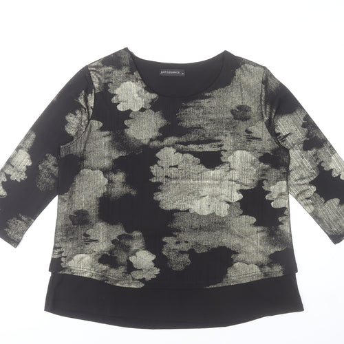 Just Elegance Women’s Black Abstract Tunic Blouse Size 18