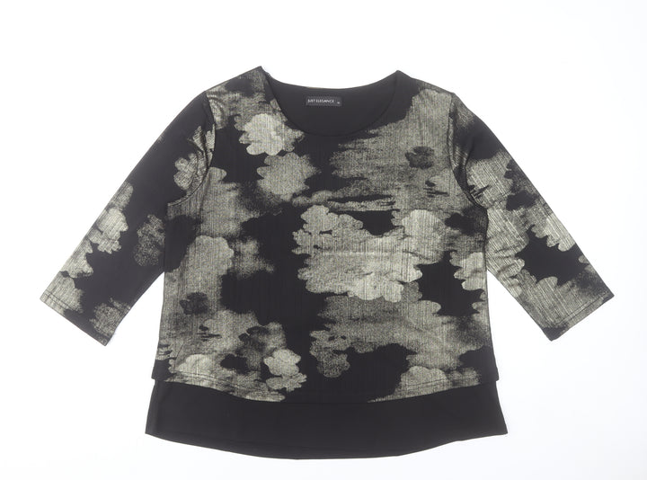 Just Elegance Women’s Black Abstract Tunic Blouse Size 18