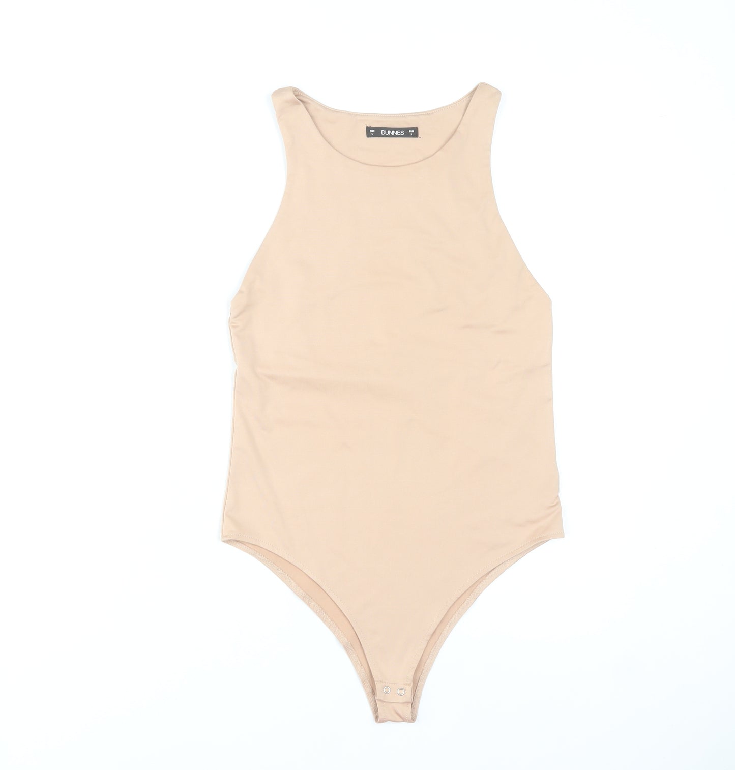 Dunnes Women Beige Bodysuit Size 8 Slim Fit Sleeveless Polyester Blend
