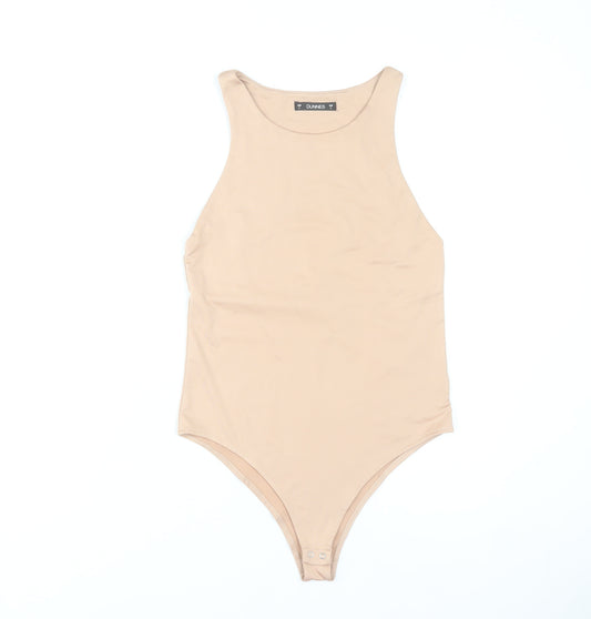 Dunnes Women Beige Bodysuit Size 8 Slim Fit Sleeveless Polyester Blend