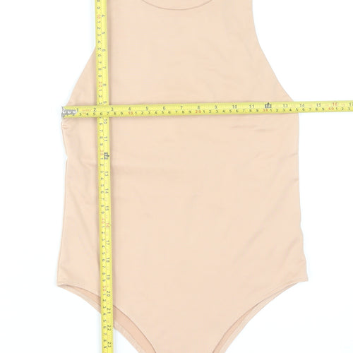 Dunnes Women Beige Bodysuit Size 8 Slim Fit Sleeveless Polyester Blend