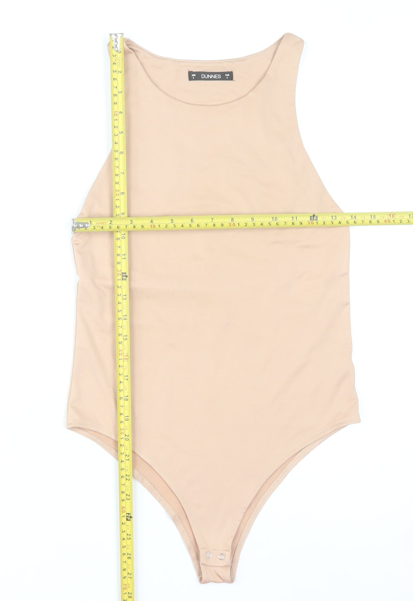 Dunnes Women Beige Bodysuit Size 8 Slim Fit Sleeveless Polyester Blend