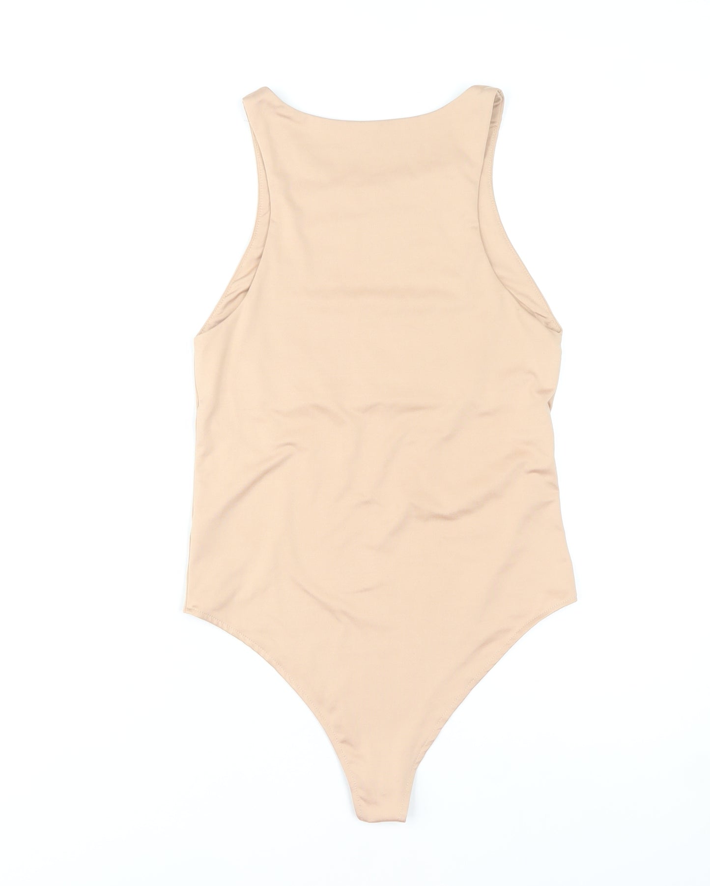 Dunnes Women Beige Bodysuit Size 8 Slim Fit Sleeveless Polyester Blend