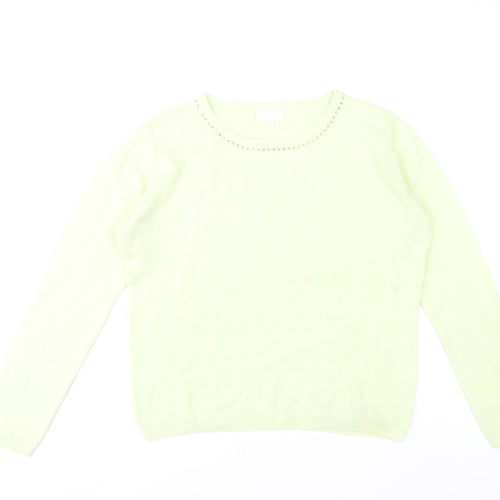 Paramour Womens Green Beaded Crew Neck Knit Jumper L