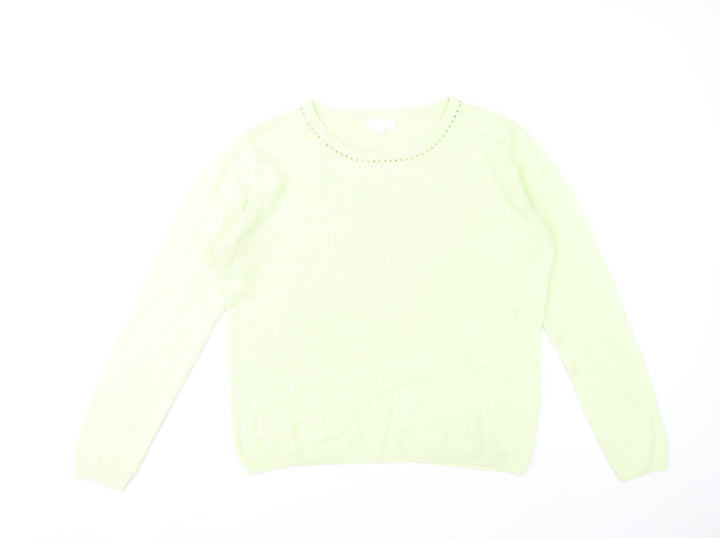 Paramour Womens Green Beaded Crew Neck Knit Jumper L