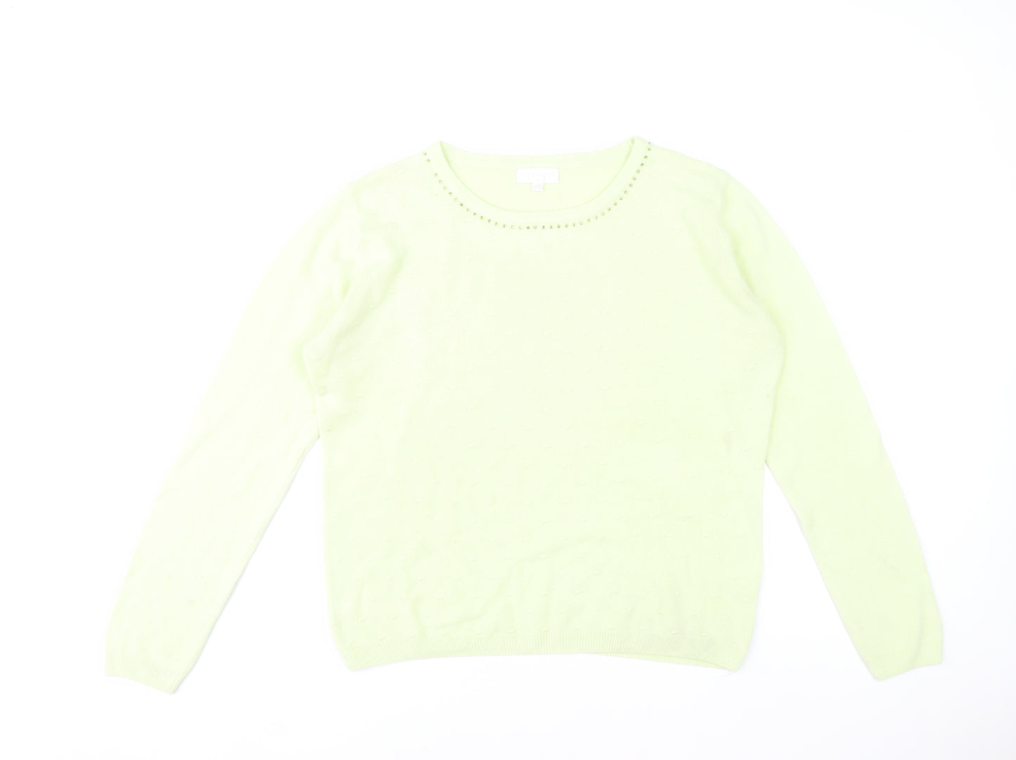Paramour Womens Green Beaded Crew Neck Knit Jumper L