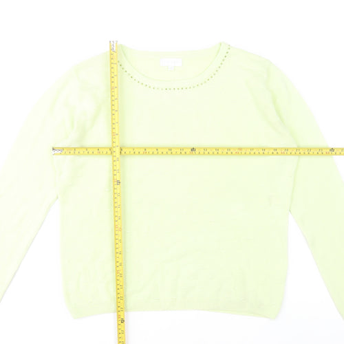 Paramour Womens Green Beaded Crew Neck Knit Jumper L