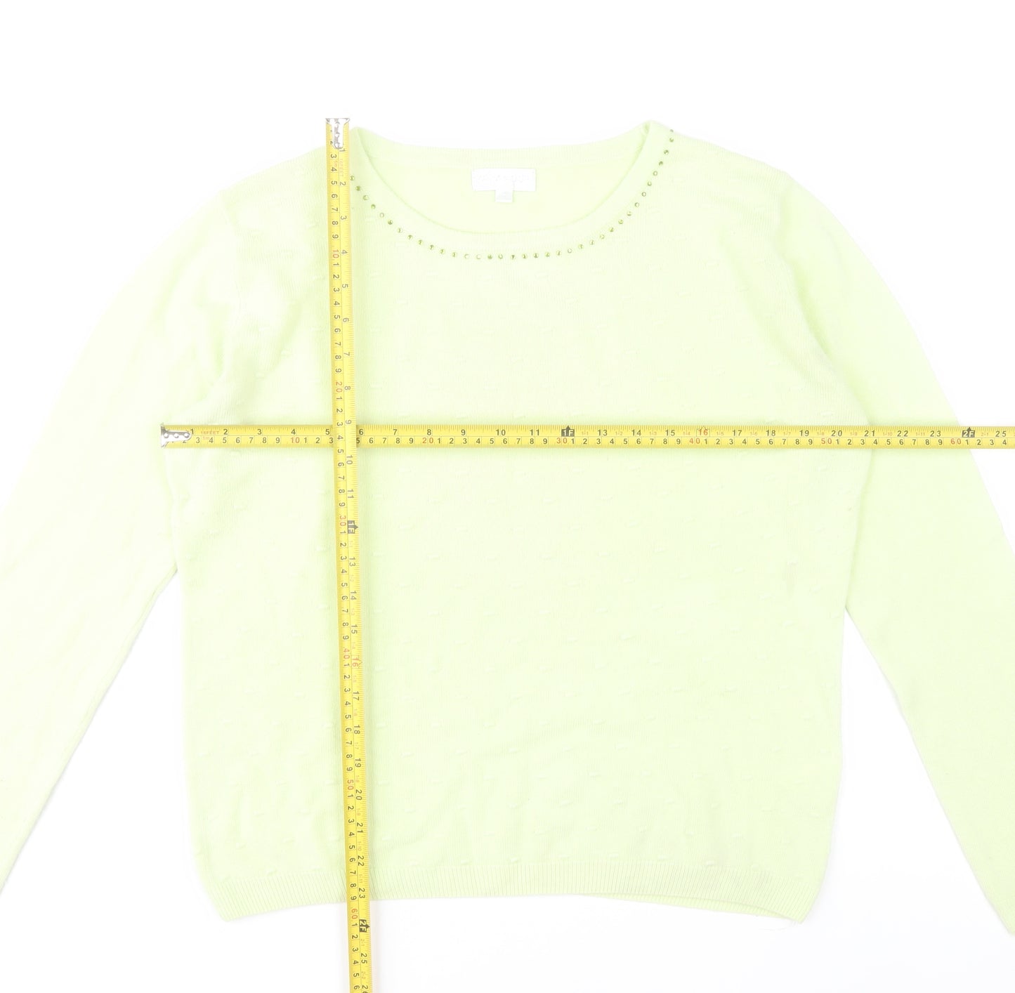 Paramour Womens Green Beaded Crew Neck Knit Jumper L