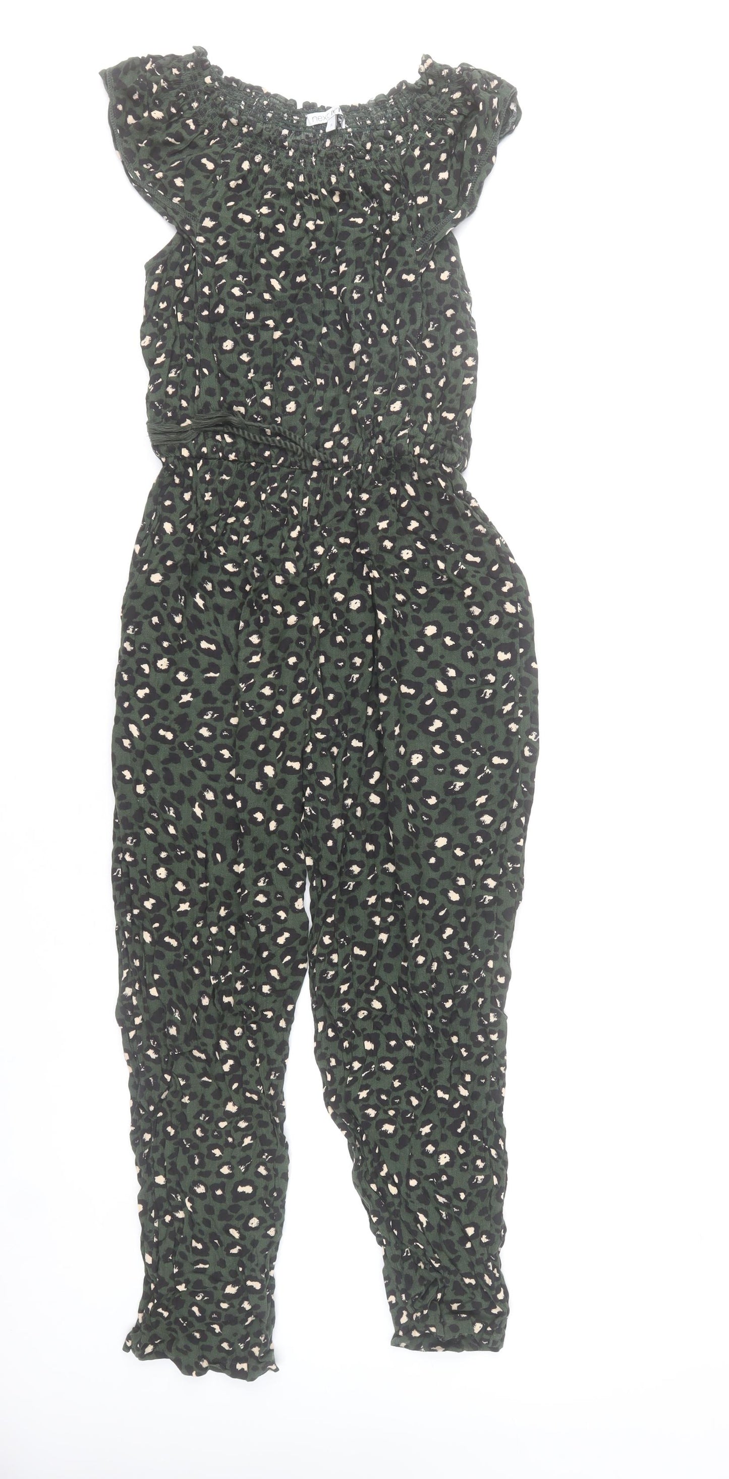 Next Women’s Green Animal Print Viscose Jumpsuit Size 8 Sleeveless