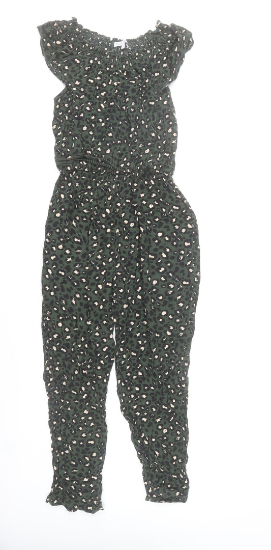 Next Women’s Green Animal Print Viscose Jumpsuit Size 8 Sleeveless