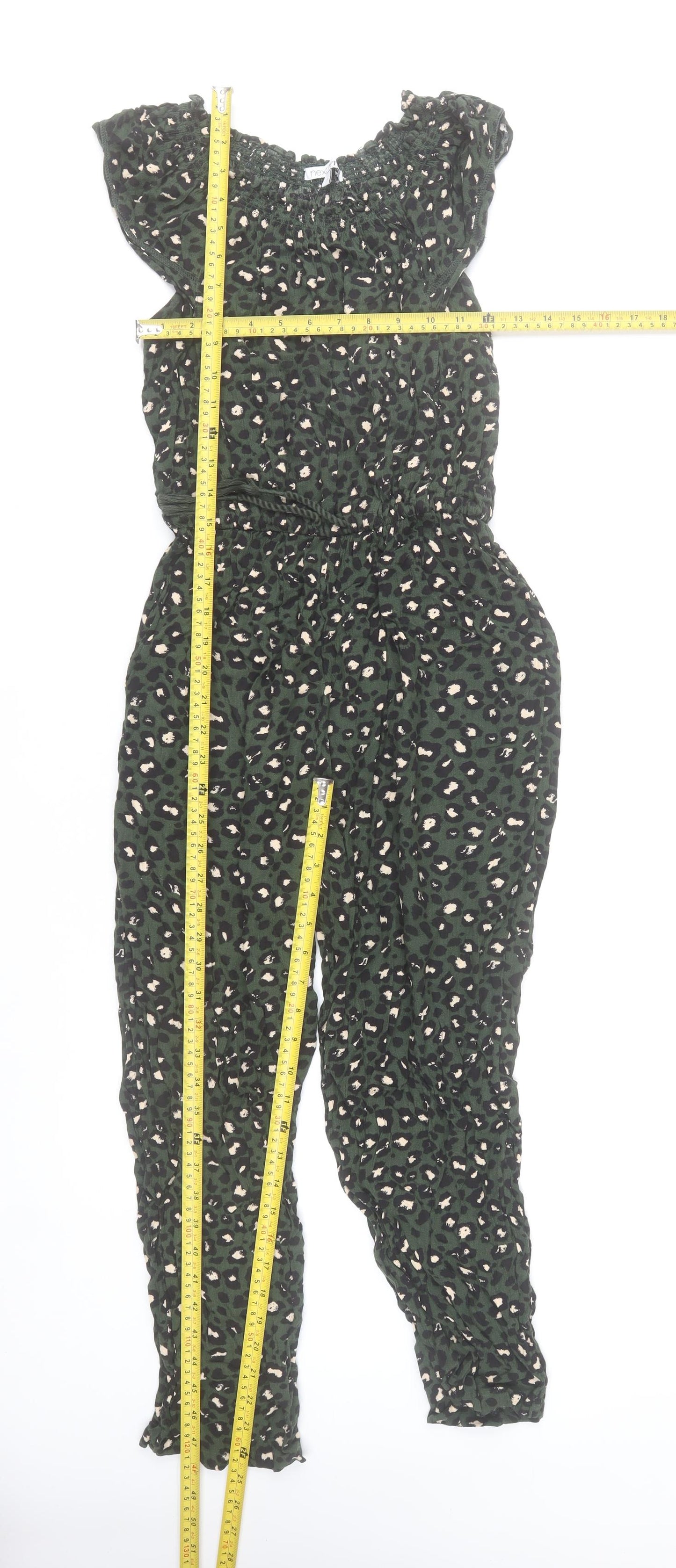 Next Women’s Green Animal Print Viscose Jumpsuit Size 8 Sleeveless