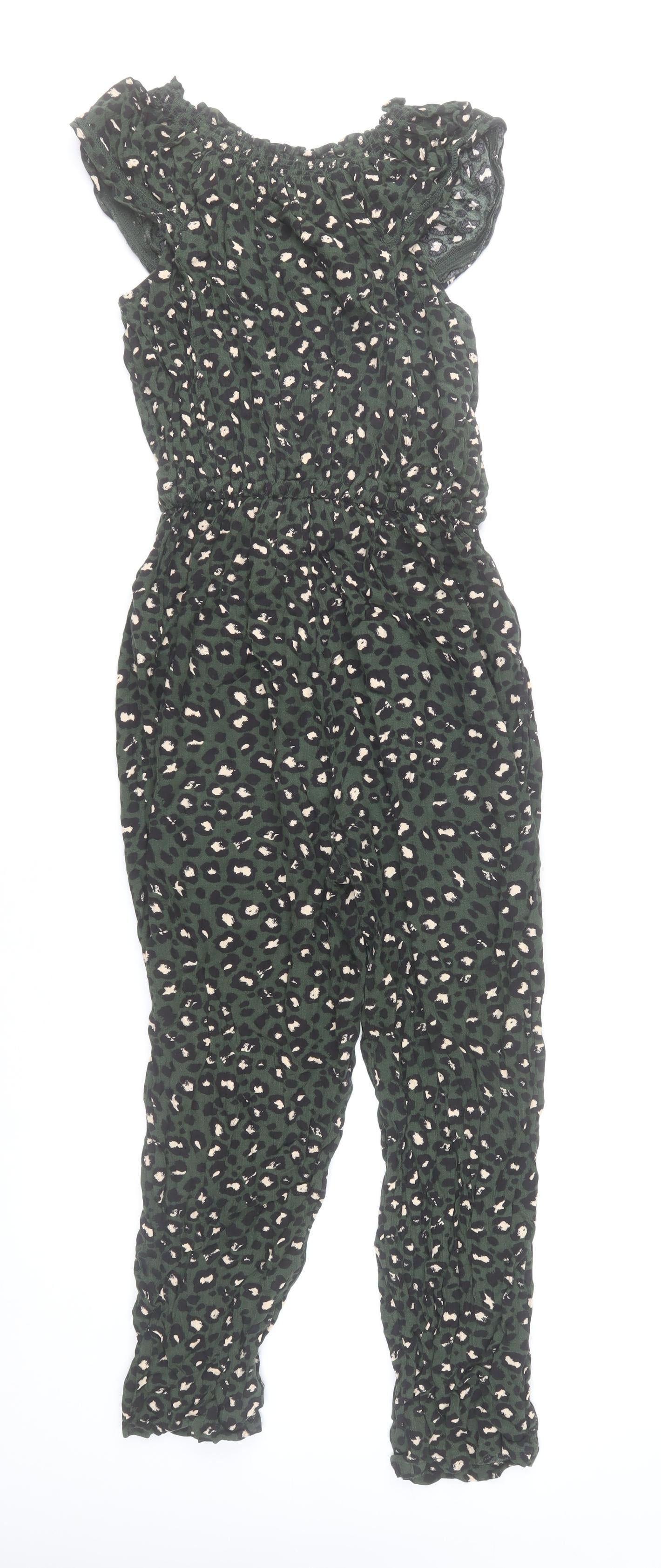 Next Women’s Green Animal Print Viscose Jumpsuit Size 8 Sleeveless