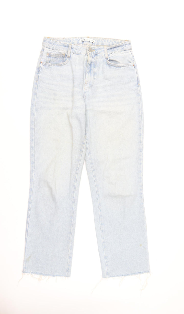 Zara Women Light Blue High Rise Straight Denim Jeans Size 10