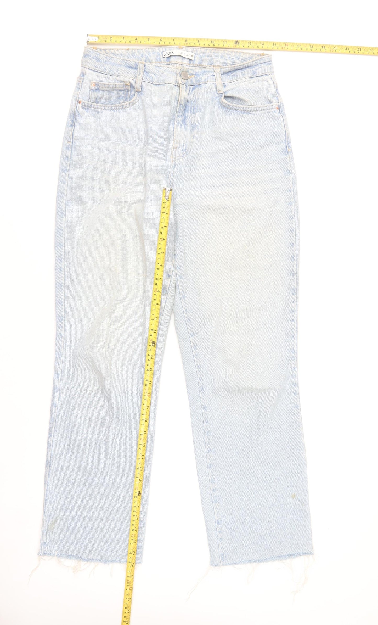 Zara Women Light Blue High Rise Straight Denim Jeans Size 10