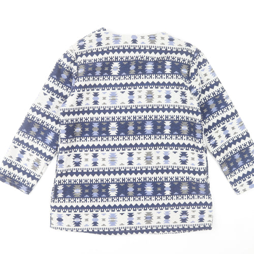 Sweetissima Women's Blue Aztec Print Cotton Blend Open Jacket XL