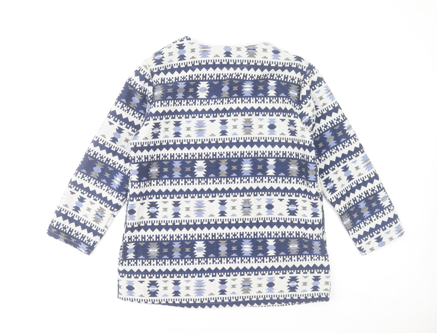 Sweetissima Women's Blue Aztec Print Cotton Blend Open Jacket XL