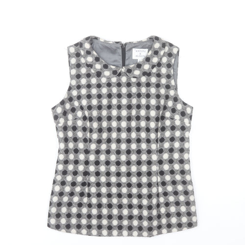 Antoni & Alison Women Grey Check Sleeveless Blouse UK 12
