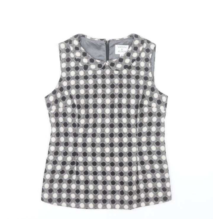 Antoni & Alison Women Grey Check Sleeveless Blouse UK 12