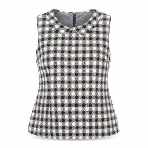 Antoni & Alison Women Grey Check Sleeveless Blouse UK 12