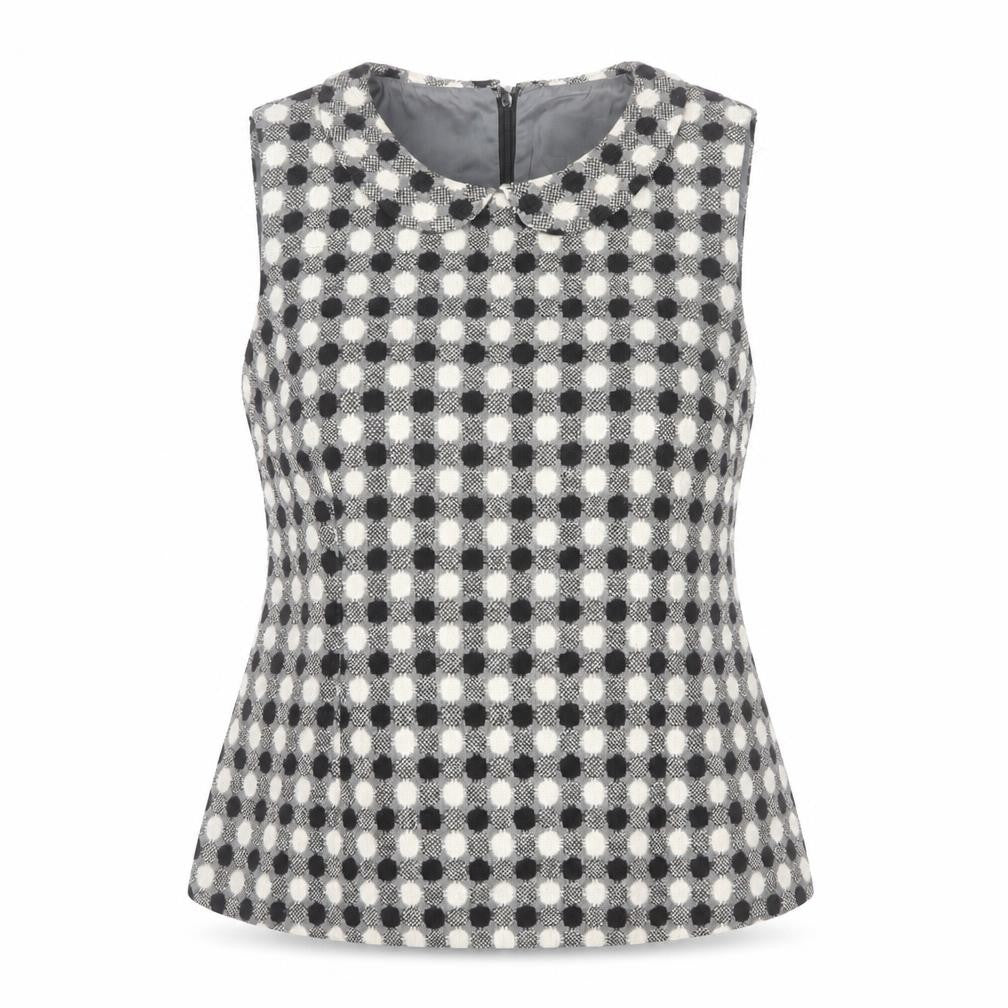 Antoni & Alison Women Grey Check Sleeveless Blouse UK 12