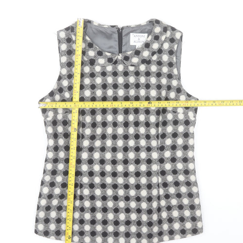 Antoni & Alison Women Grey Check Sleeveless Blouse UK 12