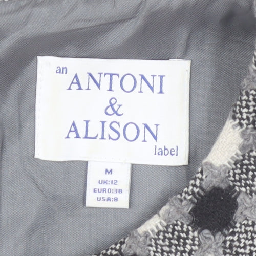 Antoni & Alison Women Grey Check Sleeveless Blouse UK 12