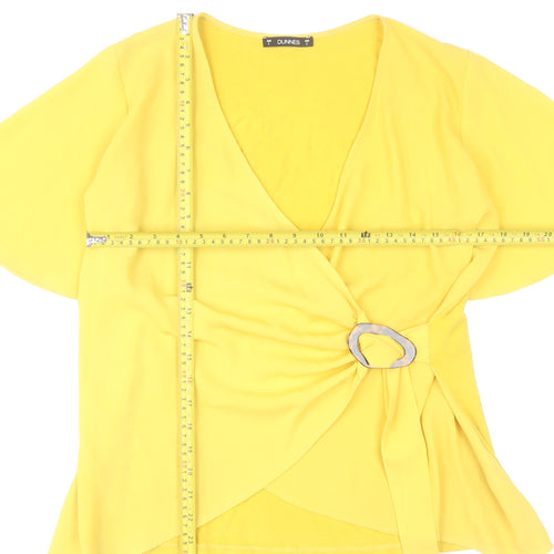 Dunnes Stores Women's Yellow Wrap Blouse Short Sleeve Size S