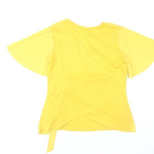 Dunnes Stores Women's Yellow Wrap Blouse Short Sleeve Size S