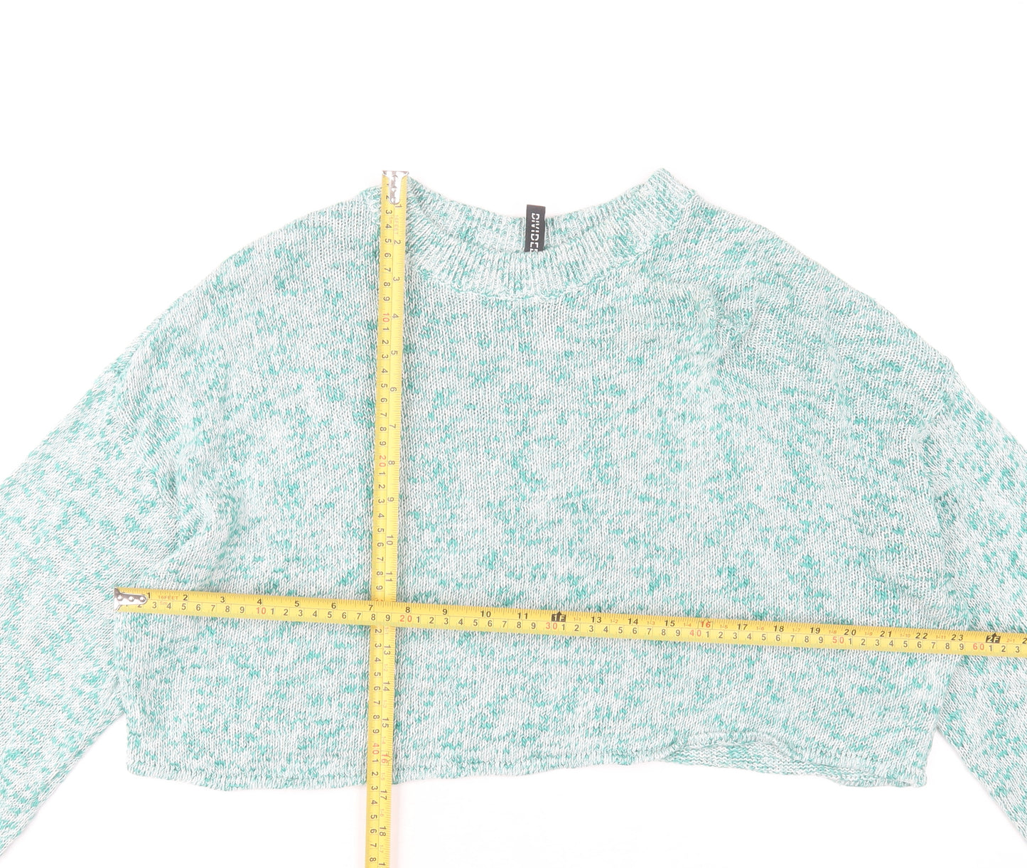 H&M Divided Women's Green Knit Crew Neck Pullover Jumper Size L