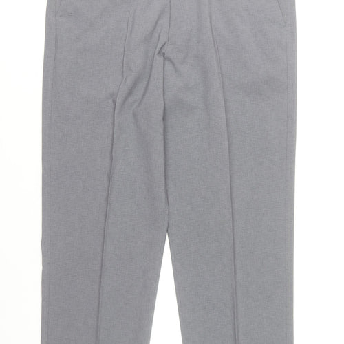 Farah Men's Grey 38R Regular Fit Formal Dress Trousers