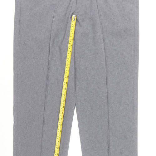 Farah Men's Grey 38R Regular Fit Formal Dress Trousers