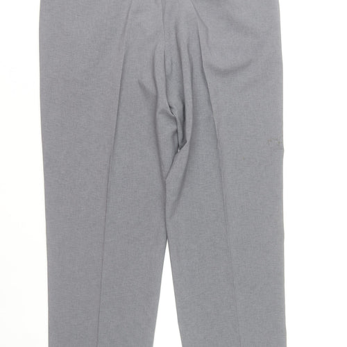 Farah Men's Grey 38R Regular Fit Formal Dress Trousers