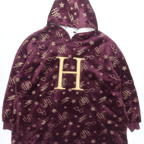 Harry Potter Mens Purple Hooded Robe M/L Velour Winter Nightwear