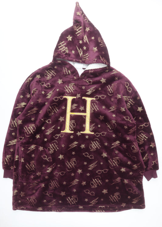 Harry Potter Mens Purple Hooded Robe M/L Velour Winter Nightwear