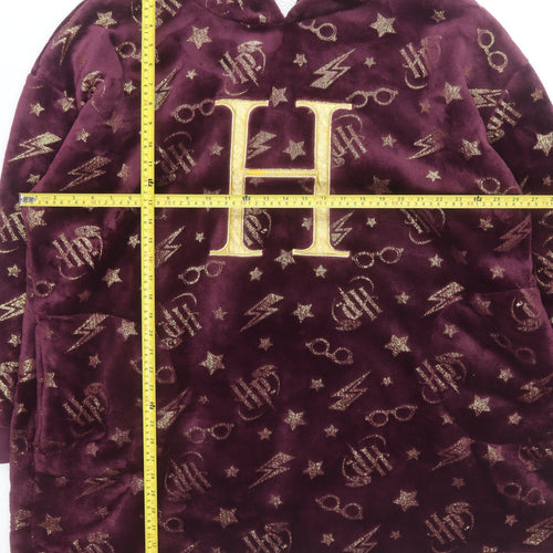Harry Potter Mens Purple Hooded Robe M/L Velour Winter Nightwear