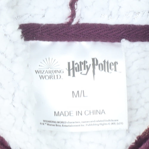 Harry Potter Mens Purple Hooded Robe M/L Velour Winter Nightwear