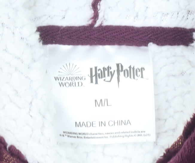 Harry Potter Mens Purple Hooded Robe M/L Velour Winter Nightwear